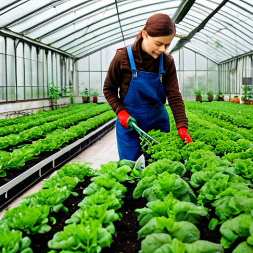 Home 23 **
"A modern, well-lit greenhouse on a Moscow rooftop, filled with rows of leafy greens and herbs. A woman in her late 20s, wearing practical, fully clothed work attire (overalls and a warm jacket), is carefully tending to the plants. In the background, the cityscape is visible through the glass. Focus on the vibrant colors of the plants and the clean, organized environment. Safe for work, appropriate content, fully clothed, professional, perfect anatomy, natural proportions, high-resolution photography, realistic."
**