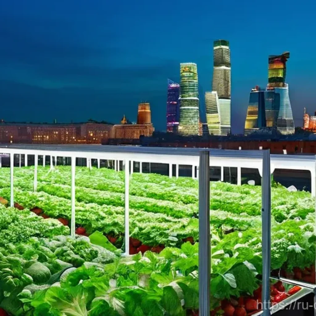 도시농업관리사와 도시 재생 프로젝트 - **Vibrant Rooftop Vertical Farm in Moscow:**
    A bustling, cutting-edge vertical farm on a spaciou...