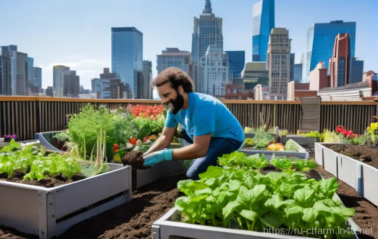 도시농업관리사 이직 인터뷰 준비법 - A professional female urban farmer, in her late 20s, dressed in clean, practical overalls over a t-s...