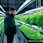 Home 21 도시농업관리사 시험 난이도 평가 - A modern urban hydroponic farm interior with vertical farming towers filled with lush green leafy ve...