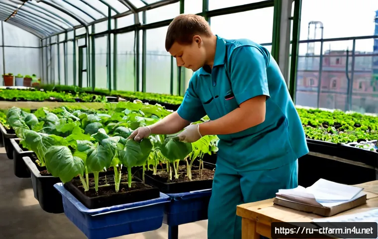 Home 17 도시농업관리사 자격증 최신 정보 - Photorealistic urban agriculture training scene in a modern Moscow community greenhouse, a Russian a...